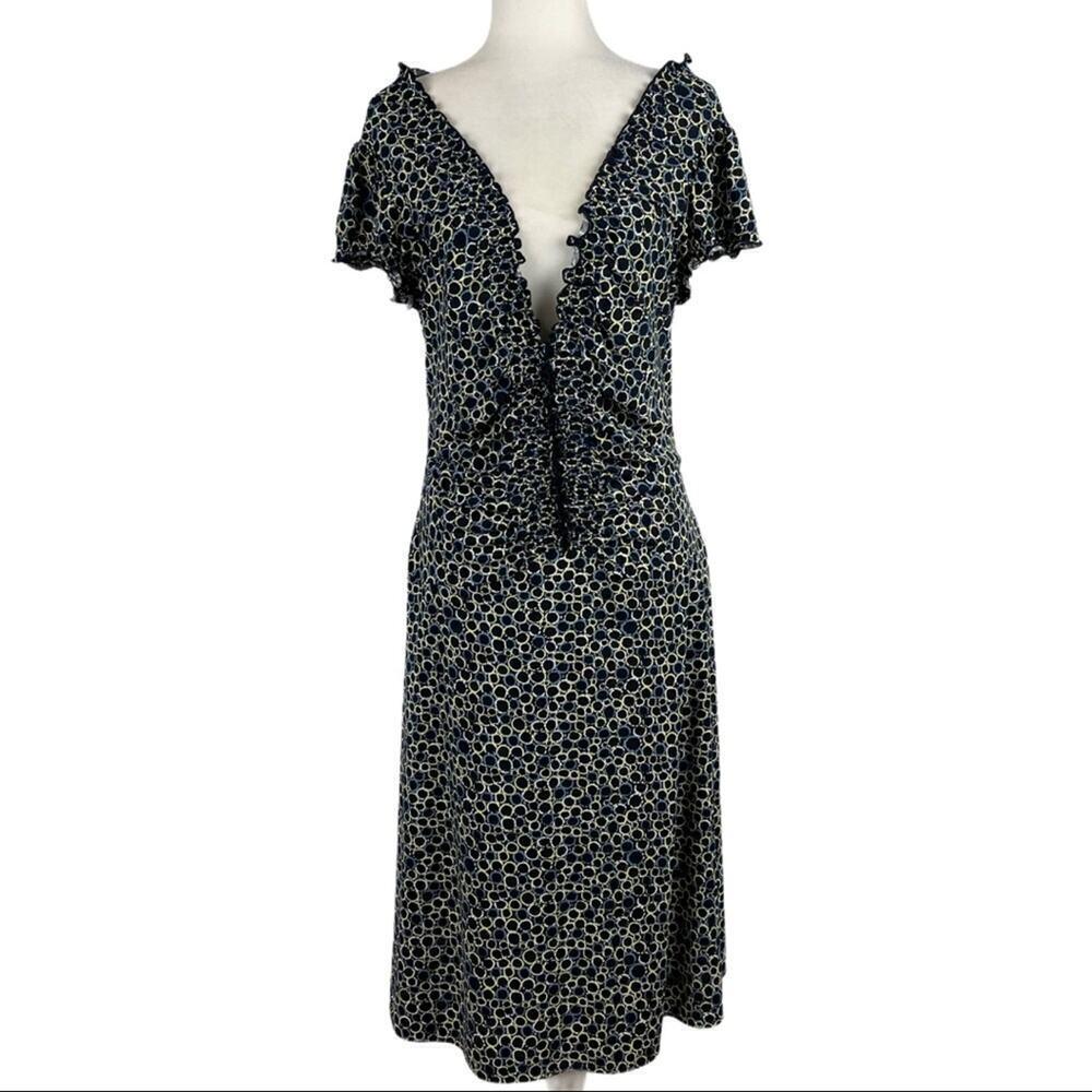 BCBGMAXAZRIA ruffle V Neck Midi Dress